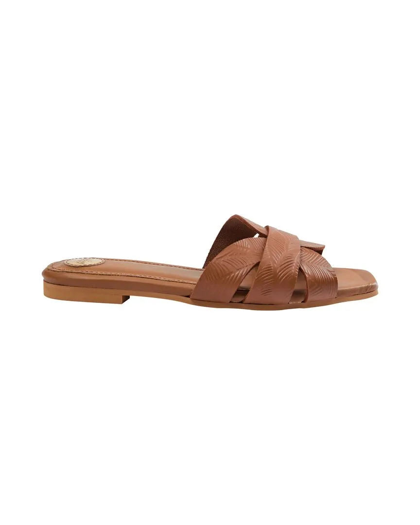 Sicily Leather Slide | Cognac
