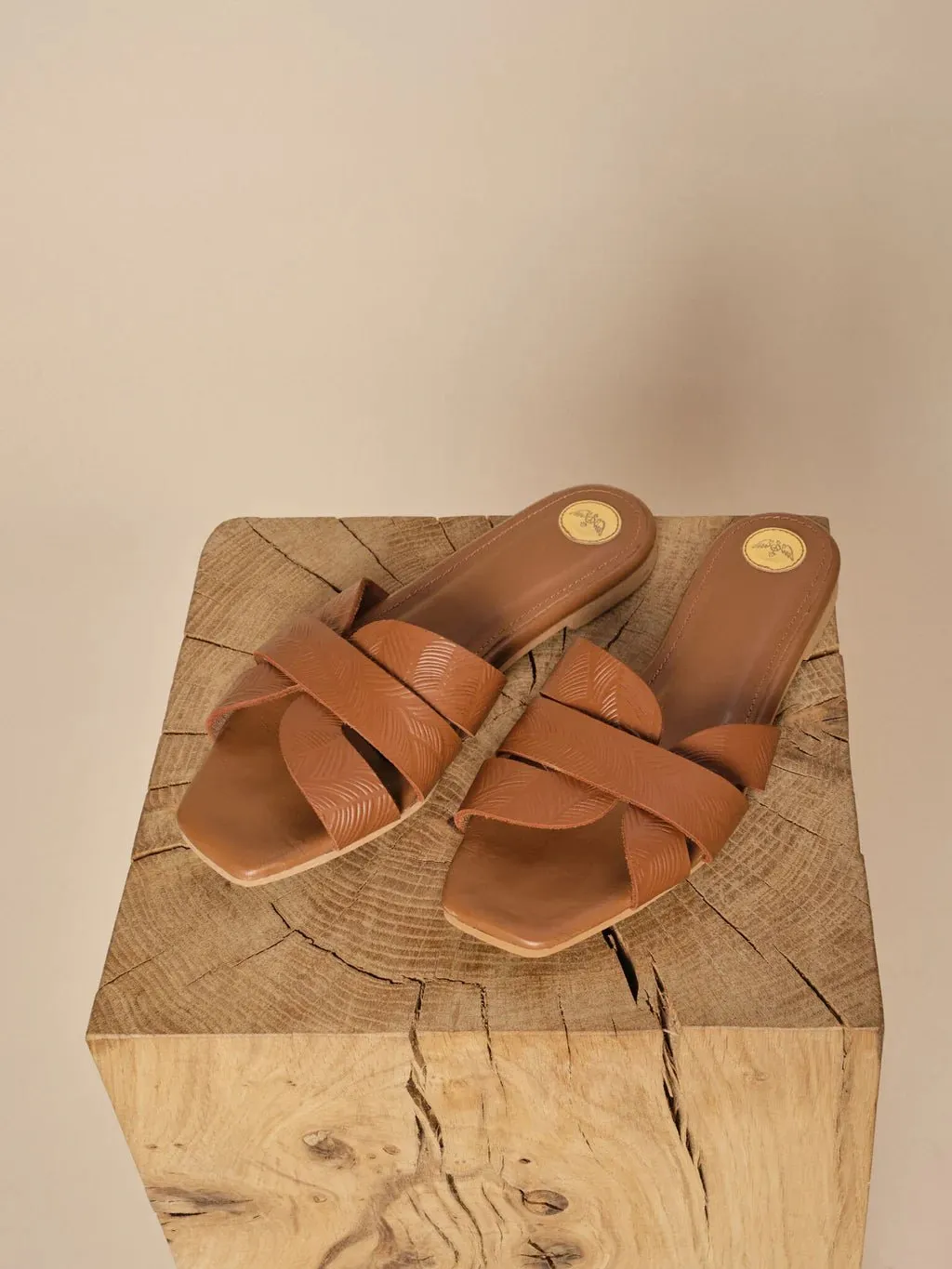 Sicily Leather Slide | Cognac