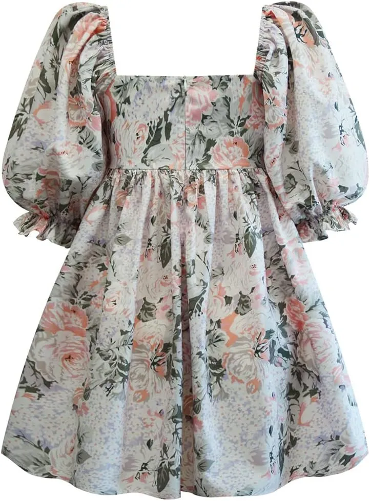 Sister Amy Womens Lantern Sleeve Dress Ruffled Off Shoulder A-Line Mini Dress