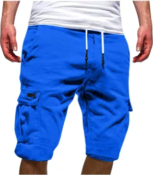 Slim Fit Sweat Shorts for Men Summer Stylish Soft Comfort Fitness Workout Shorts Muti-Pockets Drawstring Chino Shorts