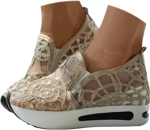 Slip On Sneakers Women Arch Support Breathable Mesh Best Walking Shoes Embroidery Non Slip Platform Orthopedic Sneakers Casual Comfortable Work Shoes