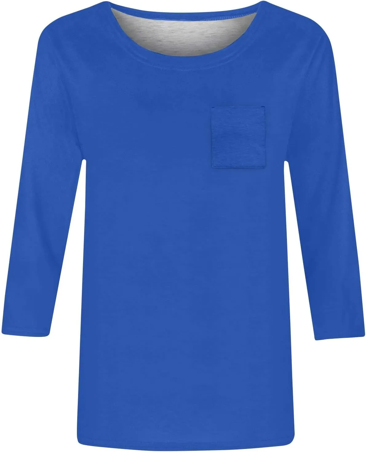 slqdgmryz 3/4 Length Sleeve Womens Tops Dressy Casual Crewneck Tshirts Shirts with Pocket Three Quarter Workout Blouses