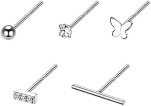 SLUYNZ 925 Sterling Silver Tiny Cartilage Earrings Set for Women Minimalist Studs Tragus Post Pin Butterfly Studs CZ Bar Earrings