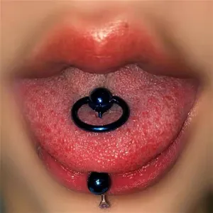 SMDSAZ 2Pc Gothic Titanium Tongue Stud Circle Barbell Ball Piercing Tongue Ring for Women Men Body Jewelry Tongue Nail (Main Stone Color : Rod Length 12mm, Metal Color : Blue)