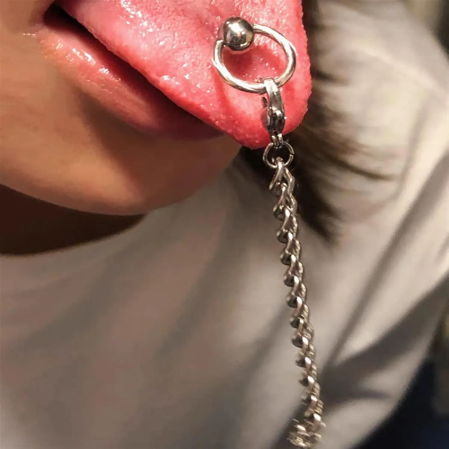 SMDSAZ 2Pc Gothic Titanium Tongue Stud Circle Barbell Ball Piercing Tongue Ring for Women Men Body Jewelry Tongue Nail (Main Stone Color : Rod Length 12mm, Metal Color : Blue)