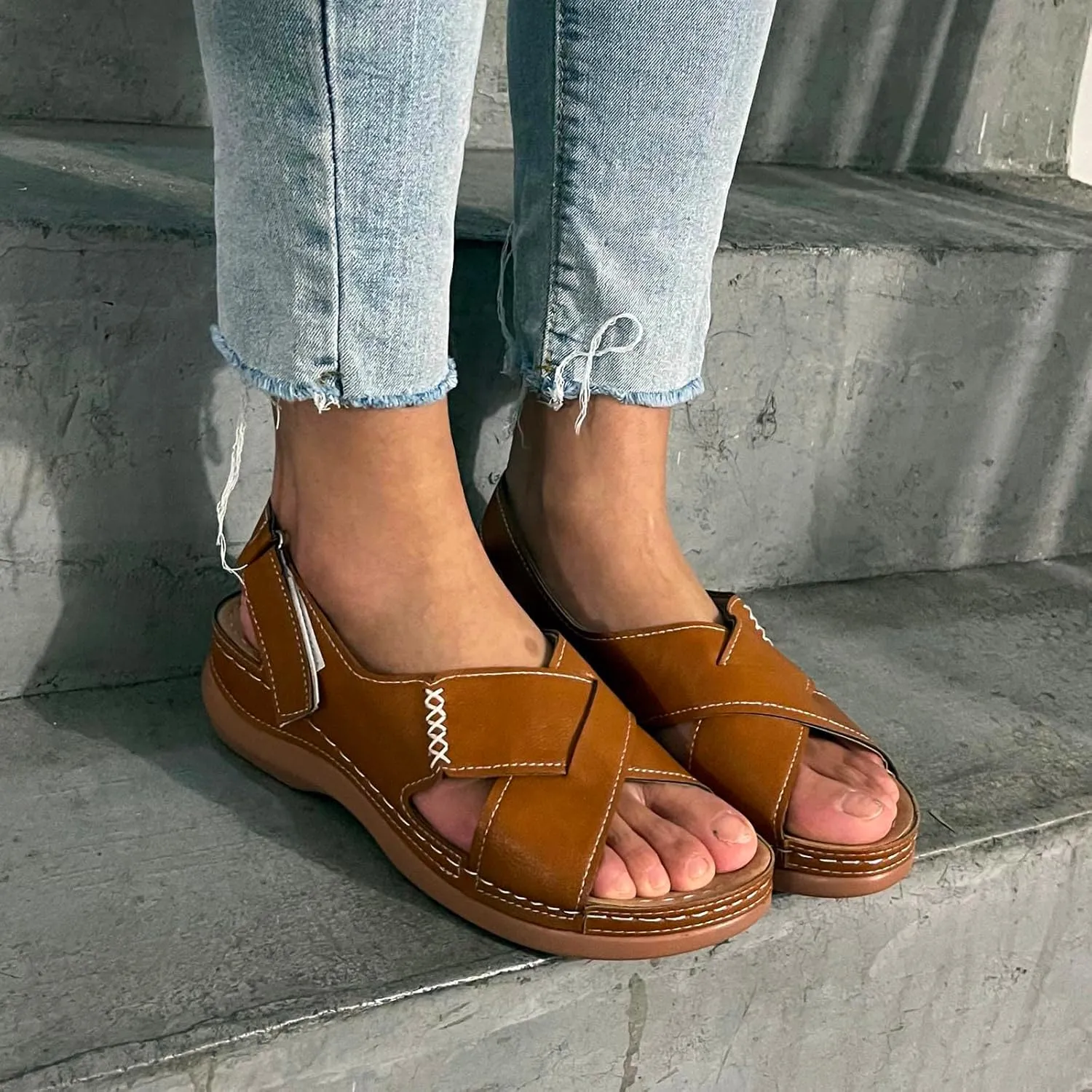 Smoneyful Womens Arch Support Comfortable Sandals Orthotic Elegant Dressy Casual Summer Walking Orthopedic Slides Sandals