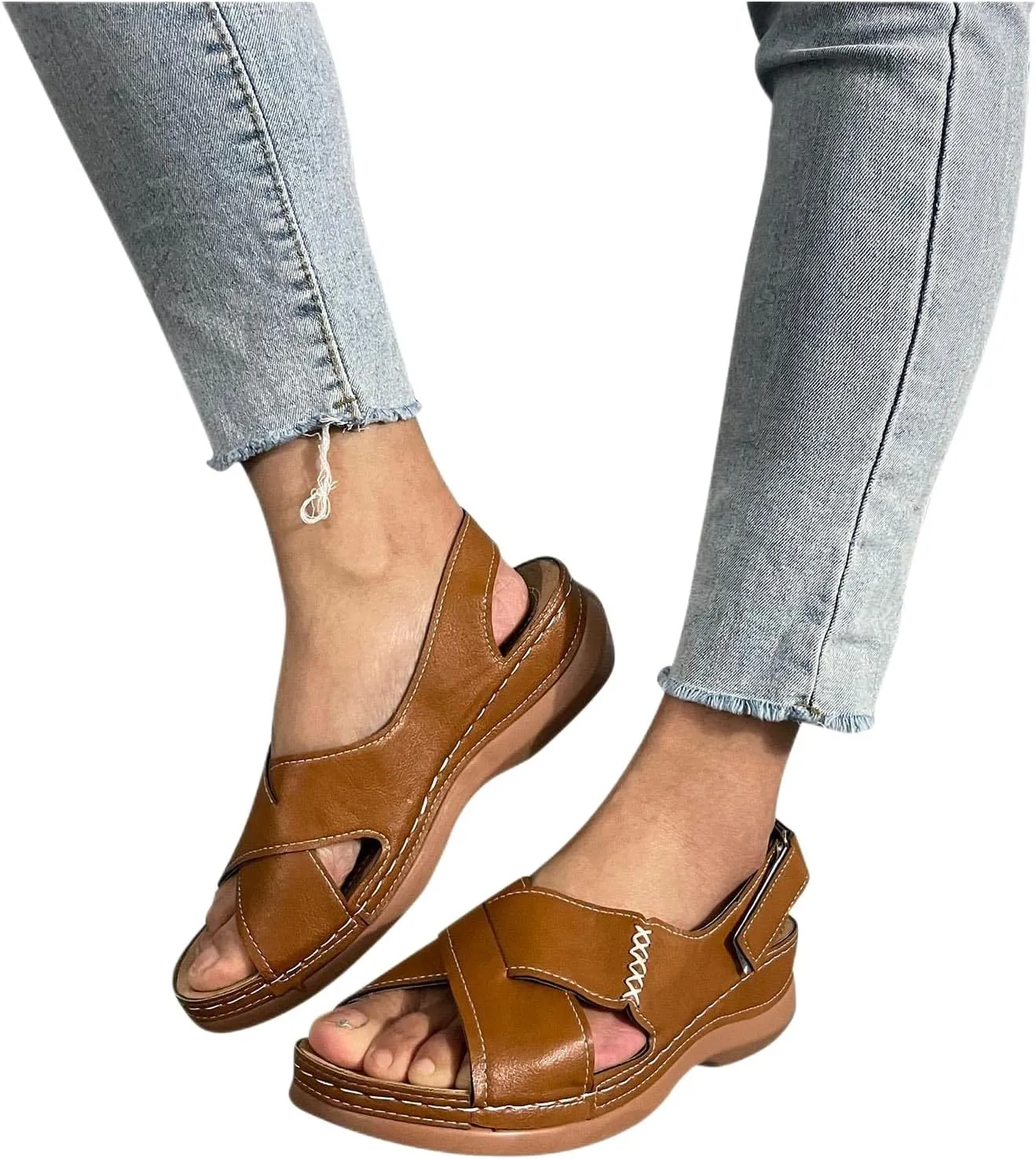 Smoneyful Womens Arch Support Comfortable Sandals Orthotic Elegant Dressy Casual Summer Walking Orthopedic Slides Sandals