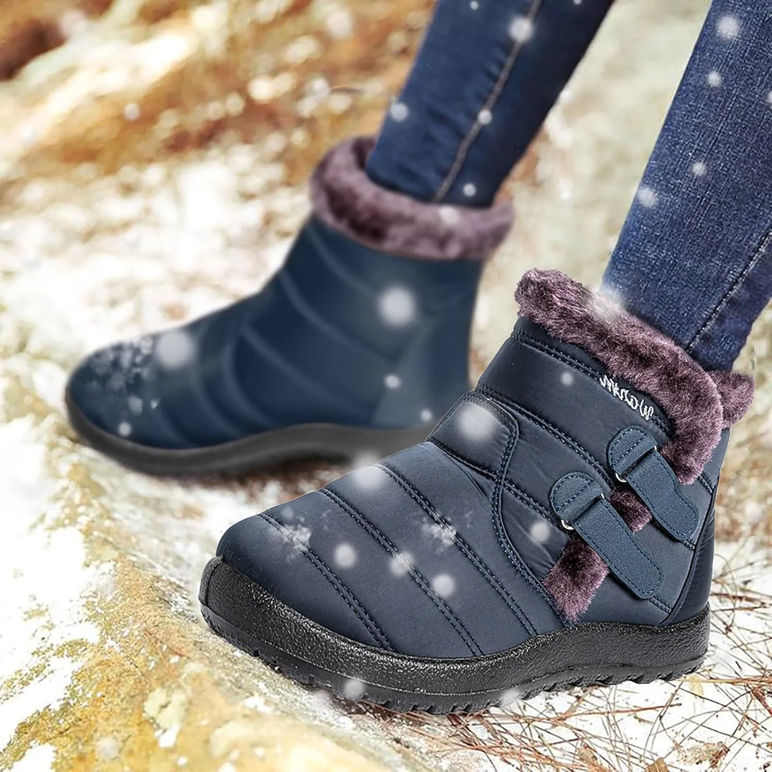 Snow Boots for Women Cute 10 Wide Womens Waterproof Snow Boots Size 6 Womens Winter Boots Slip Resistant Waterproof Work Boots for Women Botas De Invierno Para Mujer De Tacon Bajo Ortopedicas
