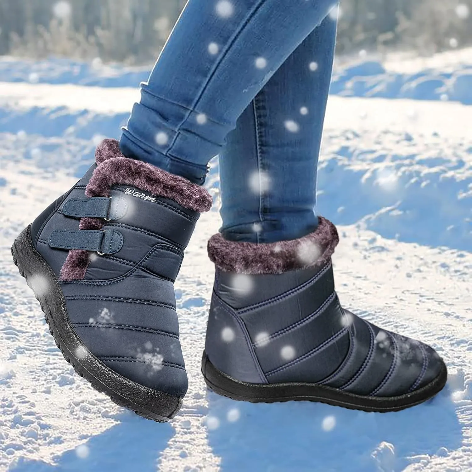 Snow Boots for Women Cute 10 Wide Womens Waterproof Snow Boots Size 6 Womens Winter Boots Slip Resistant Waterproof Work Boots for Women Botas De Invierno Para Mujer De Tacon Bajo Ortopedicas