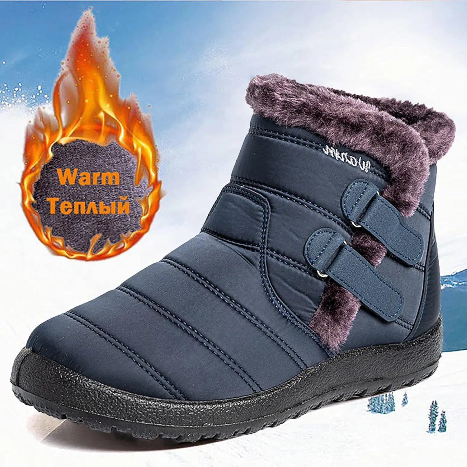 Snow Boots for Women Cute 10 Wide Womens Waterproof Snow Boots Size 6 Womens Winter Boots Slip Resistant Waterproof Work Boots for Women Botas De Invierno Para Mujer De Tacon Bajo Ortopedicas