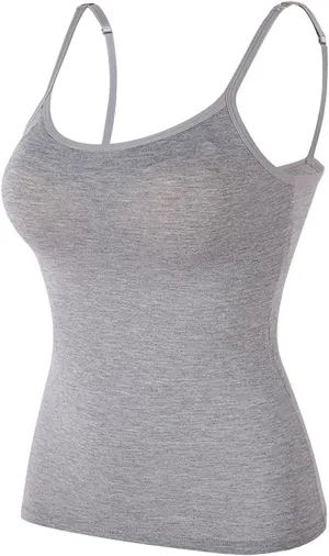 Soft Women Camisoles with Built in Bra Casual Adjustable Straps BacklessTank Tops Vacation Y2k Outfits Blouses