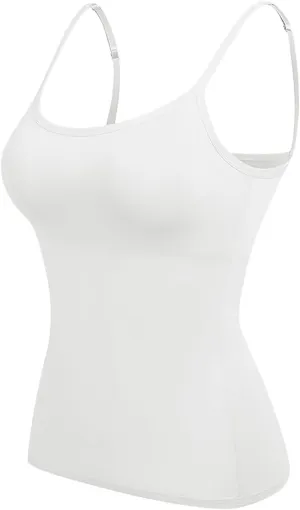 Soft Women Camisoles with Built in Bra Casual Adjustable Straps BacklessTank Tops Vacation Y2k Outfits Blouses