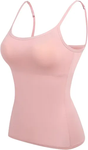 Soft Women Camisoles with Built in Bra Casual Adjustable Straps BacklessTank Tops Vacation Y2k Outfits Blouses