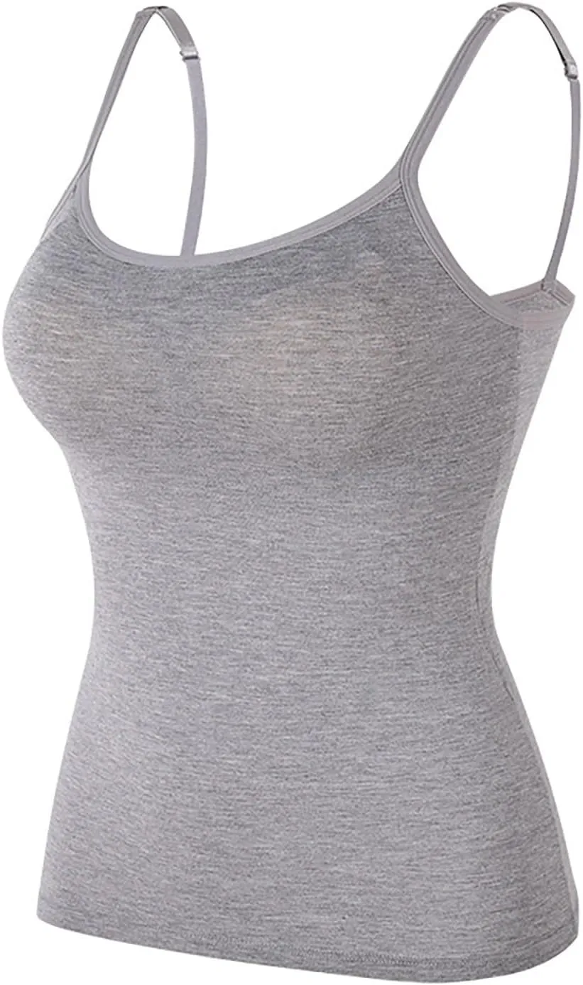 Soft Women Camisoles with Built in Bra Casual Adjustable Straps BacklessTank Tops Vacation Y2k Outfits Blouses