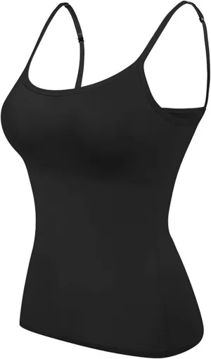 Soft Women Camisoles with Built in Bra Casual Adjustable Straps BacklessTank Tops Vacation Y2k Outfits Blouses
