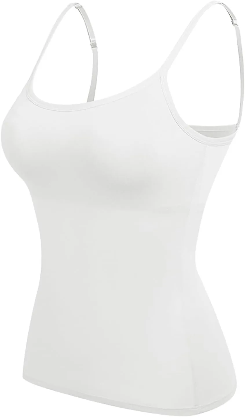 Soft Women Camisoles with Built in Bra Casual Adjustable Straps BacklessTank Tops Vacation Y2k Outfits Blouses