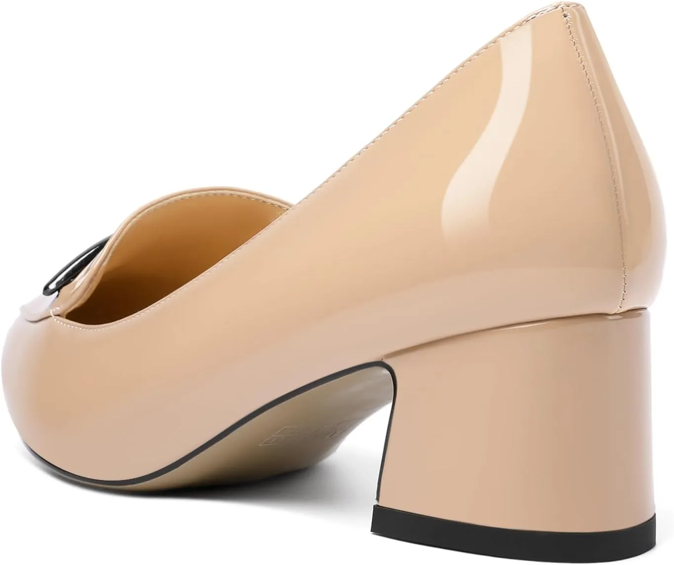 Soireelady Womens Block Heel Low Chunky Heels, Pointed Toe Loafer Heels Slip On Dress Shoes 2''
