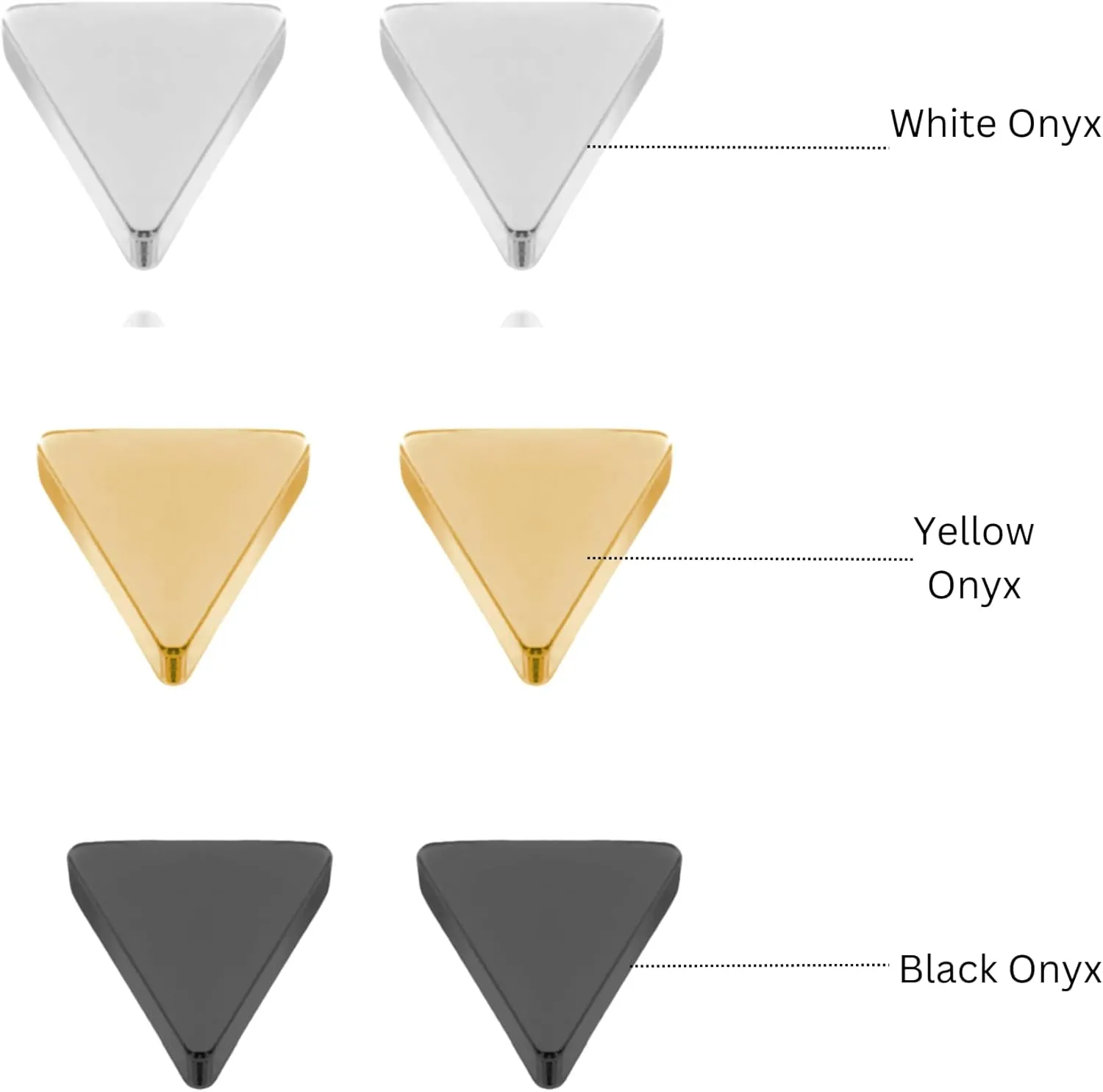 Solid (5mm) Triangle Onyx Studs, 14K Gold Black Onyx Gemstone (0.20ct) Stud Earring, Unisex geometric triangular studs, Fashion Jewelry, Gift For Her