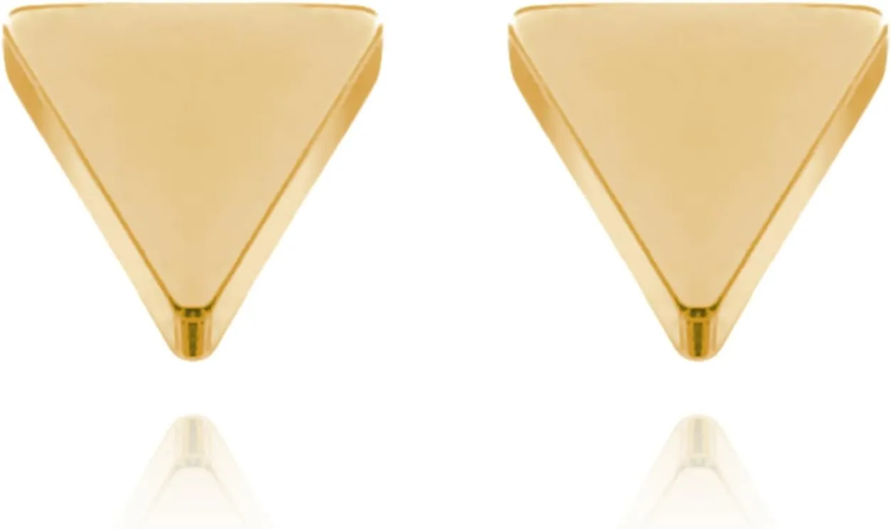Solid (5mm) Triangle Onyx Studs, 14K Gold Black Onyx Gemstone (0.20ct) Stud Earring, Unisex geometric triangular studs, Fashion Jewelry, Gift For Her