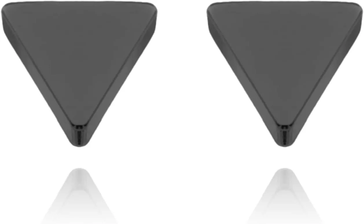 Solid (5mm) Triangle Onyx Studs, 14K Gold Black Onyx Gemstone (0.20ct) Stud Earring, Unisex geometric triangular studs, Fashion Jewelry, Gift For Her