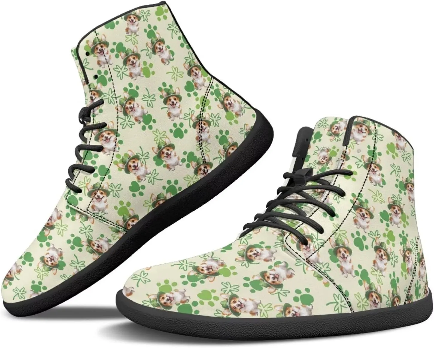 St. Patrick's Day Design Mens High Top Sneakers Women Barefoot Shoes Minimalist Lace Up Zero Drop Sole Wide Tow Running Shoes