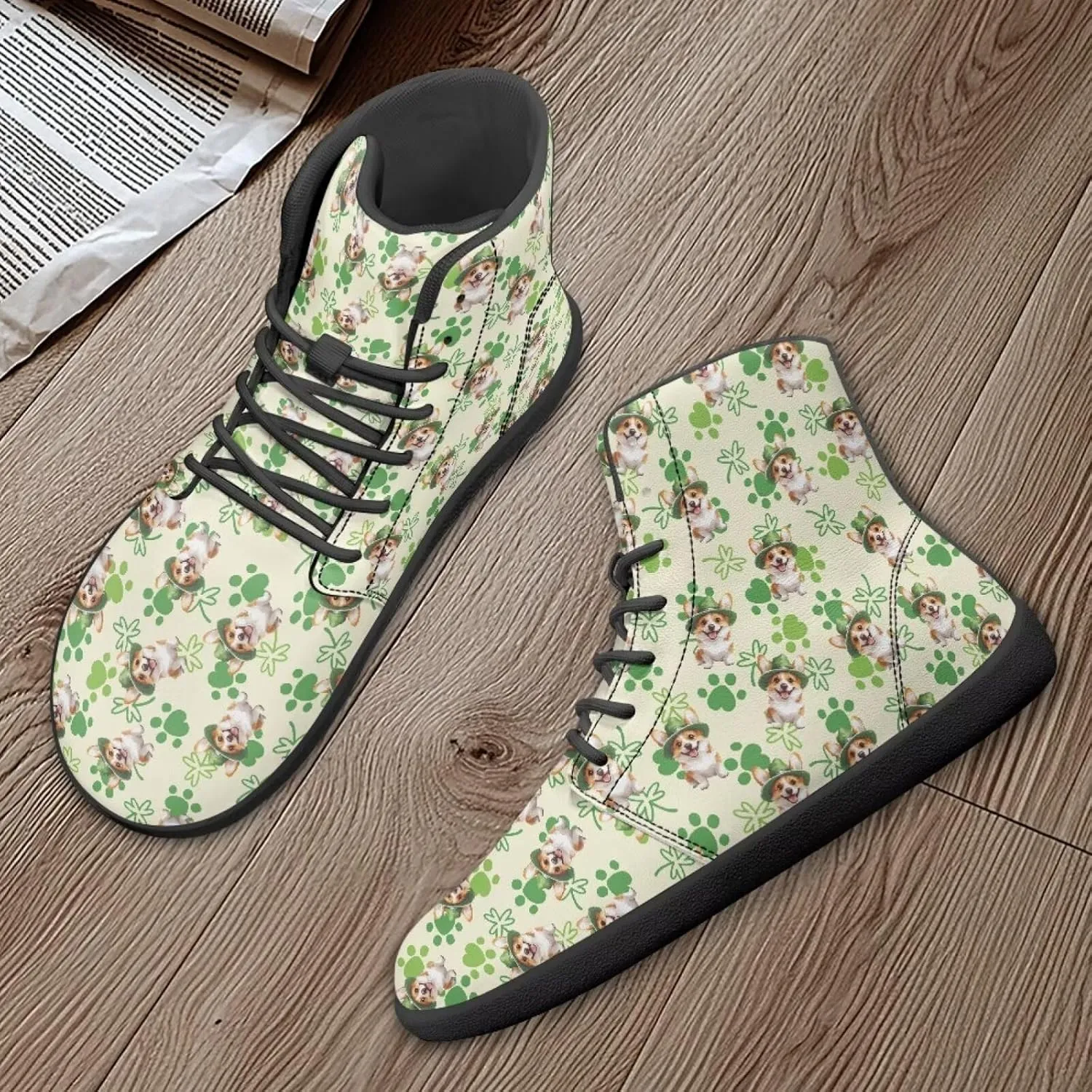 St. Patrick's Day Design Mens High Top Sneakers Women Barefoot Shoes Minimalist Lace Up Zero Drop Sole Wide Tow Running Shoes