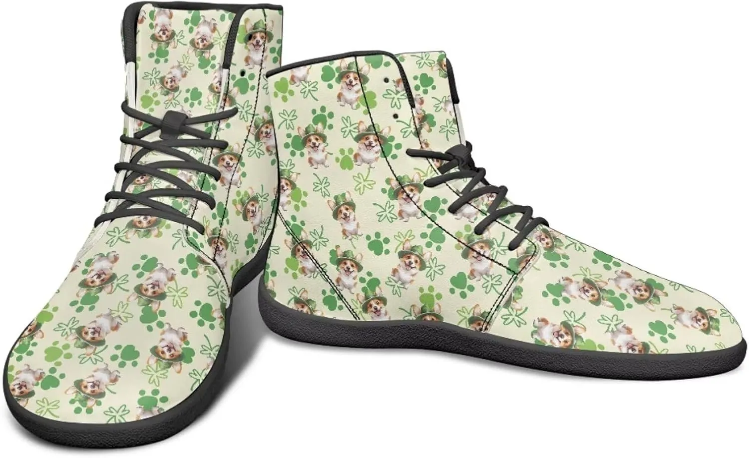 St. Patrick's Day Design Mens High Top Sneakers Women Barefoot Shoes Minimalist Lace Up Zero Drop Sole Wide Tow Running Shoes