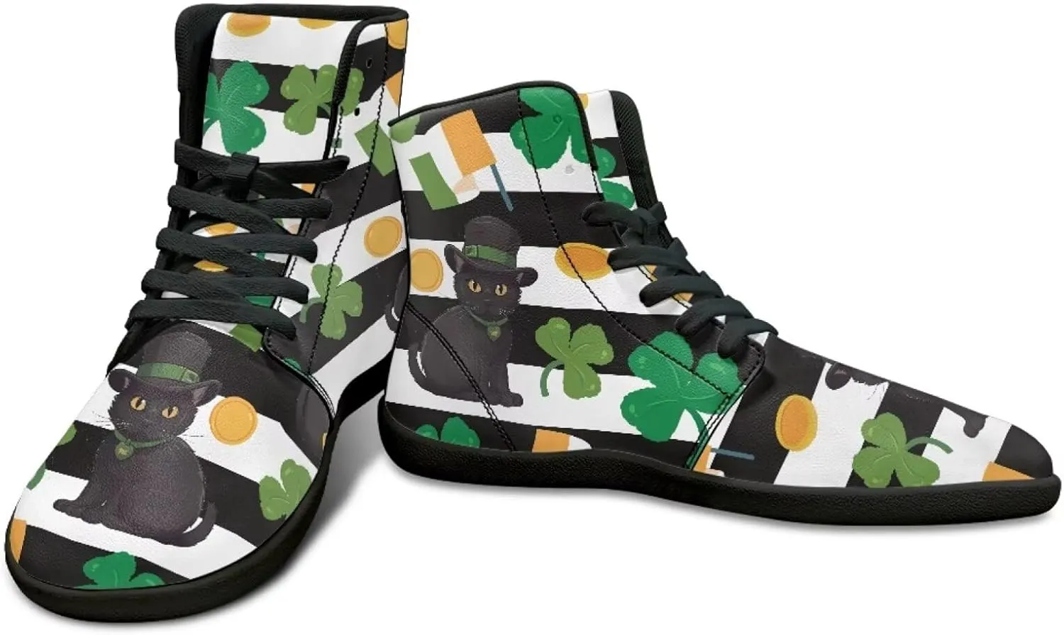 St. Patrick's Day Design Mens High Top Sneakers Women Barefoot Shoes Minimalist Lace Up Zero Drop Sole Wide Tow Running Shoes