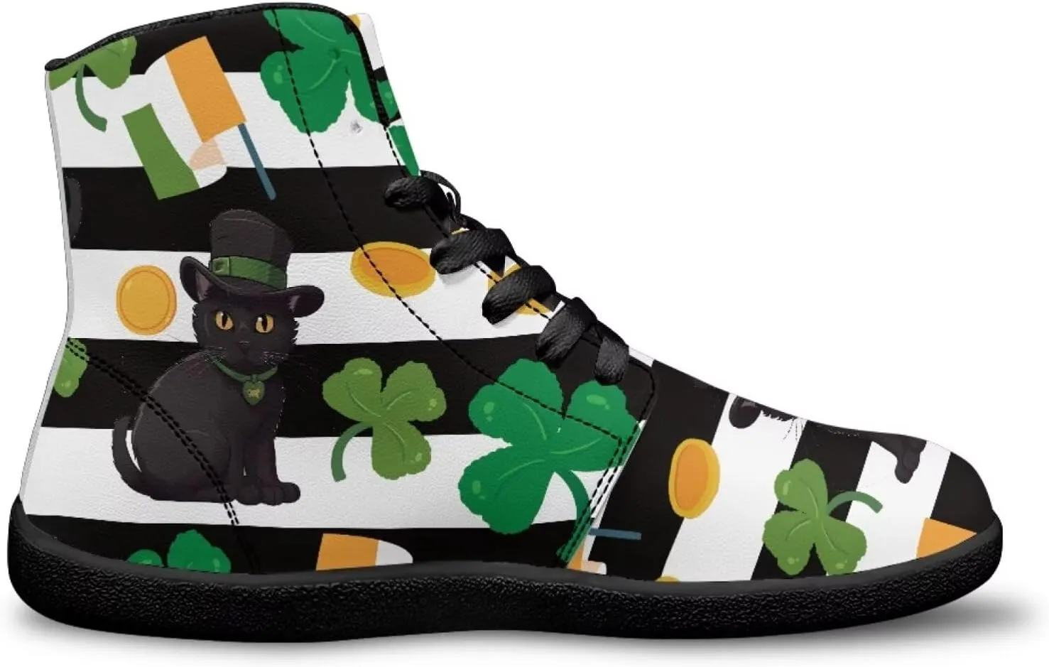 St. Patrick's Day Design Mens High Top Sneakers Women Barefoot Shoes Minimalist Lace Up Zero Drop Sole Wide Tow Running Shoes