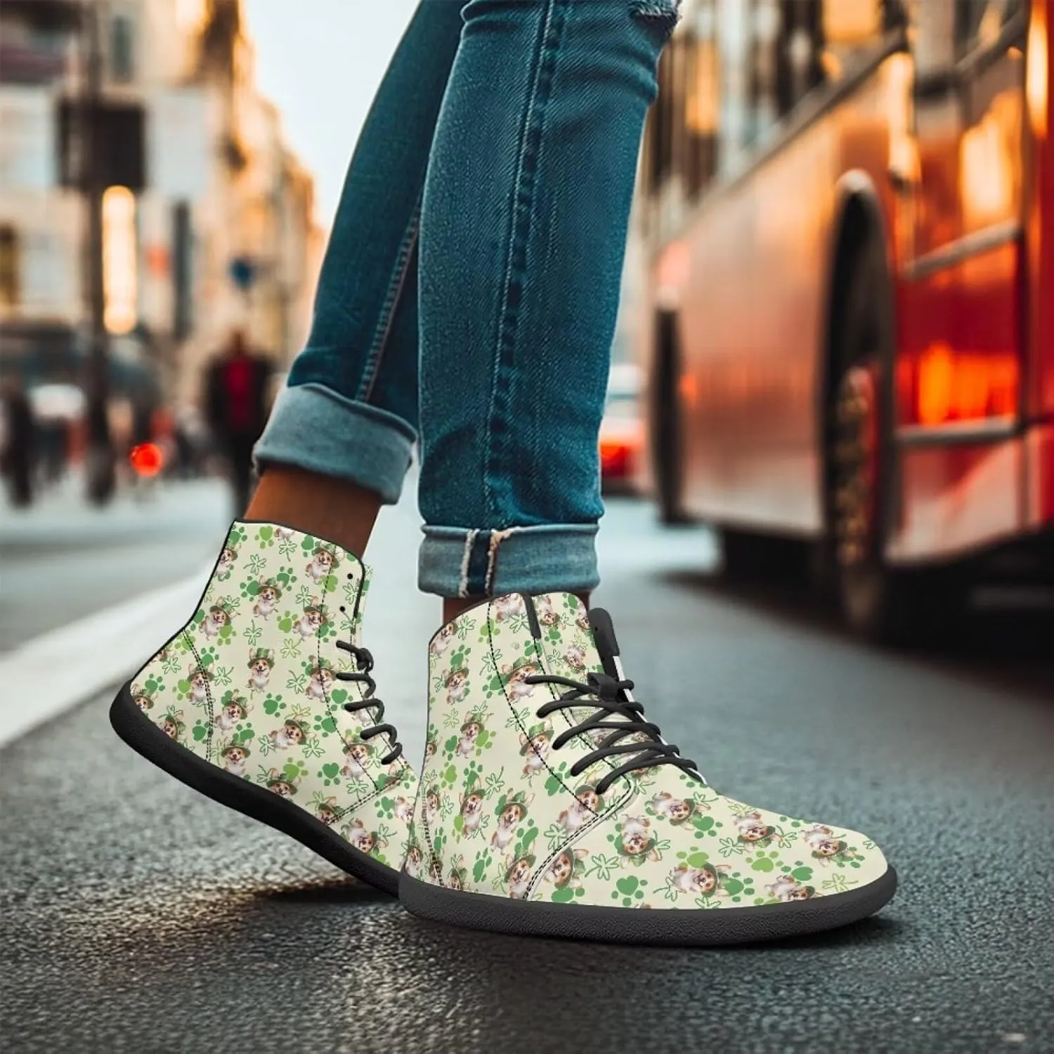 St. Patrick's Day Design Mens High Top Sneakers Women Barefoot Shoes Minimalist Lace Up Zero Drop Sole Wide Tow Running Shoes