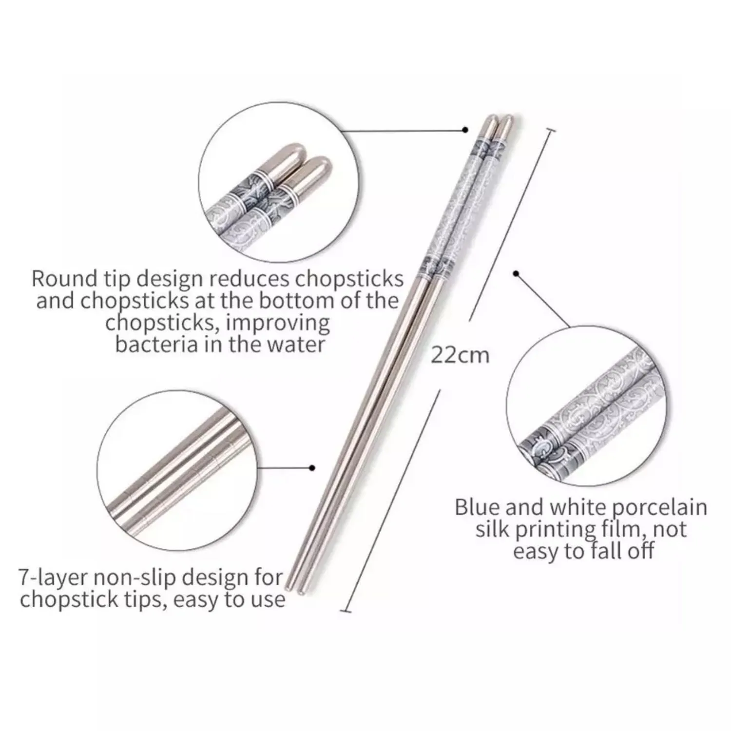 Stainless Steel Chopsticks - Red