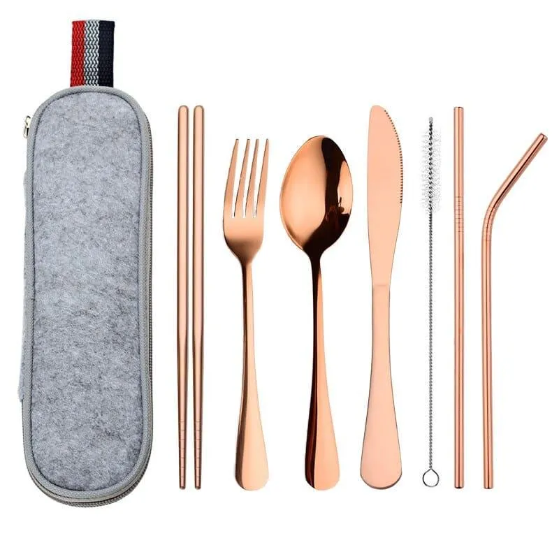 Stainless Steel Dinnerware 8 pcs Set with Portable Bag
