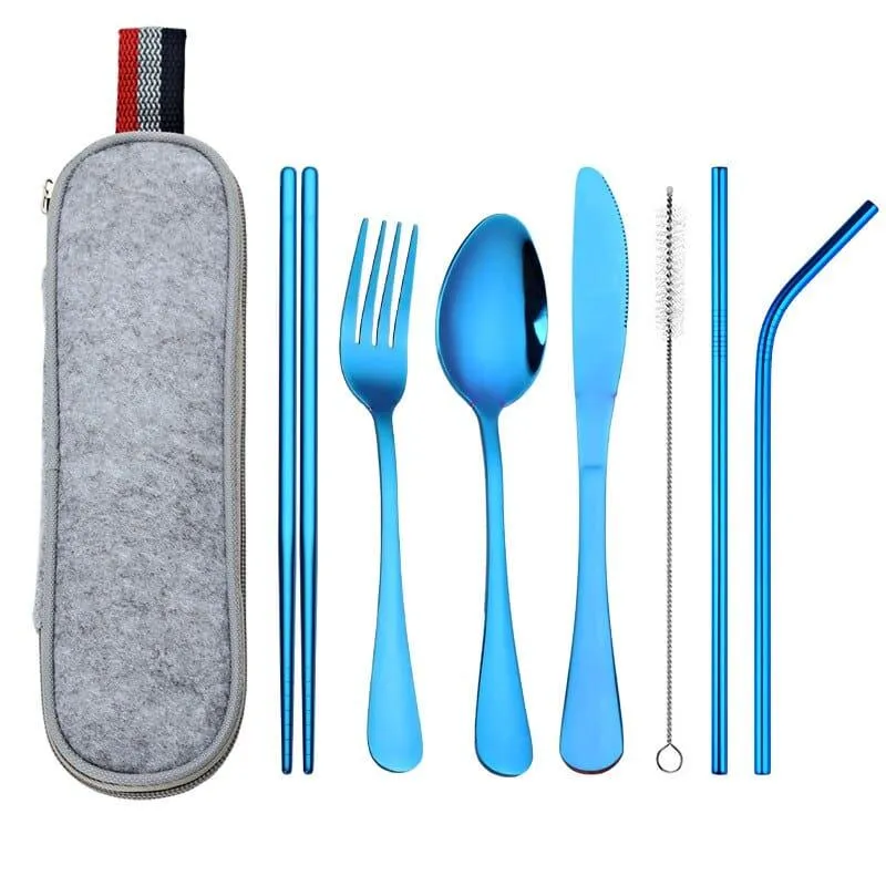 Stainless Steel Dinnerware 8 pcs Set with Portable Bag