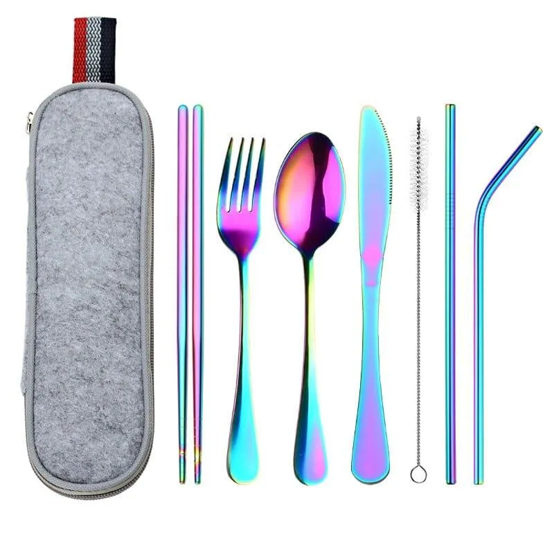 Stainless Steel Dinnerware 8 pcs Set with Portable Bag