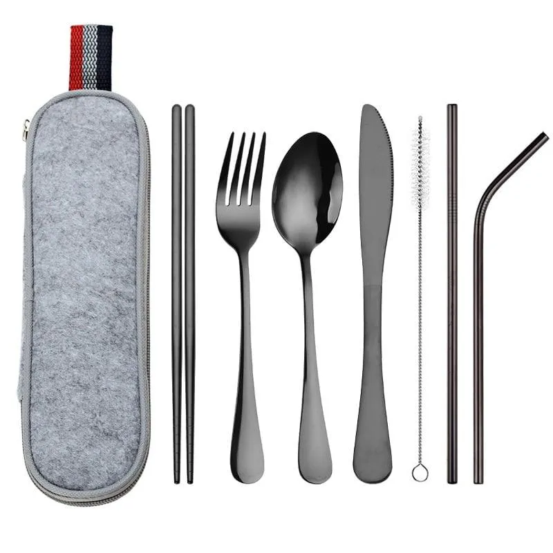 Stainless Steel Dinnerware 8 pcs Set with Portable Bag