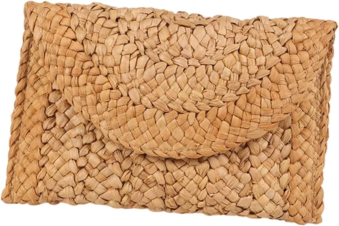Straw Woven Clutch Handbag for Women Lightweight Beach Purse Elegant Summer Coin Wallet for Weddings Parties Travel and Everyday Use Versatile Style Occasion