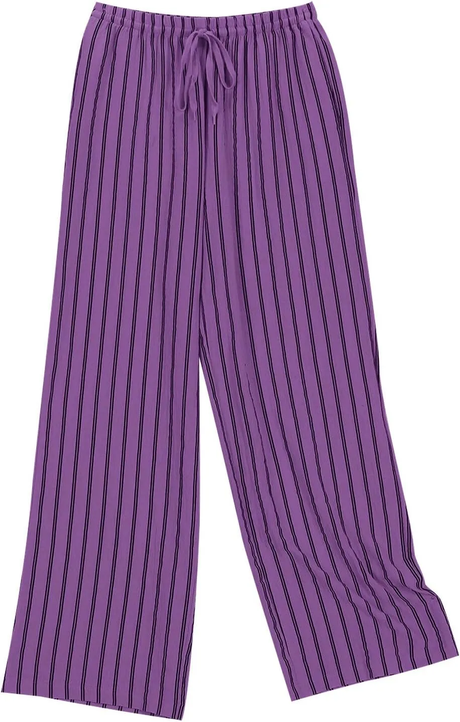 Striped Pants Women Drawstring Wide Leg Trousers Comfy Lounge Pants Trendy Beach Pants Loose Casual Pants with Pocket