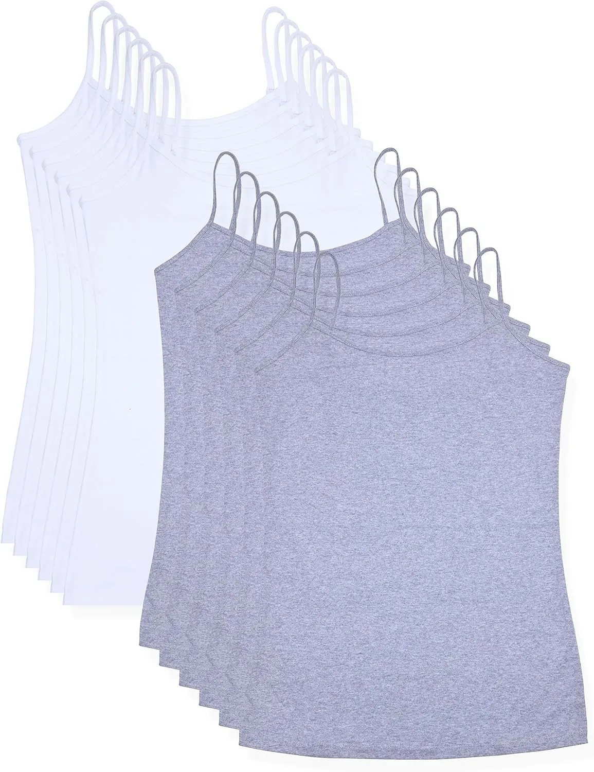 Studio 3 Women's Basic Cami Tank Tops Adjustable Spaghetti Strap Essential Camisole Value Pack