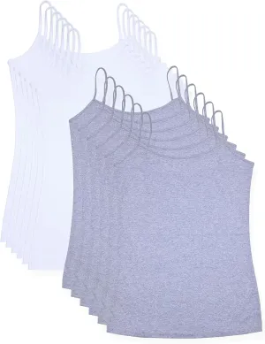 Studio 3 Women's Basic Cami Tank Tops Adjustable Spaghetti Strap Essential Camisole Value Pack