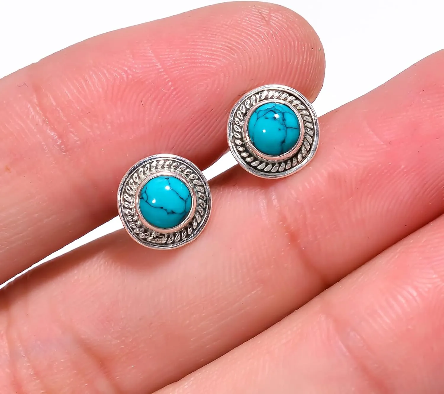 Studs earrings in 925 Sterling Silver, Girl Minimal Stud Jewellery for Office & Everyday Use, Unique Fine Stone Jewelry Gifts for Women - Girls