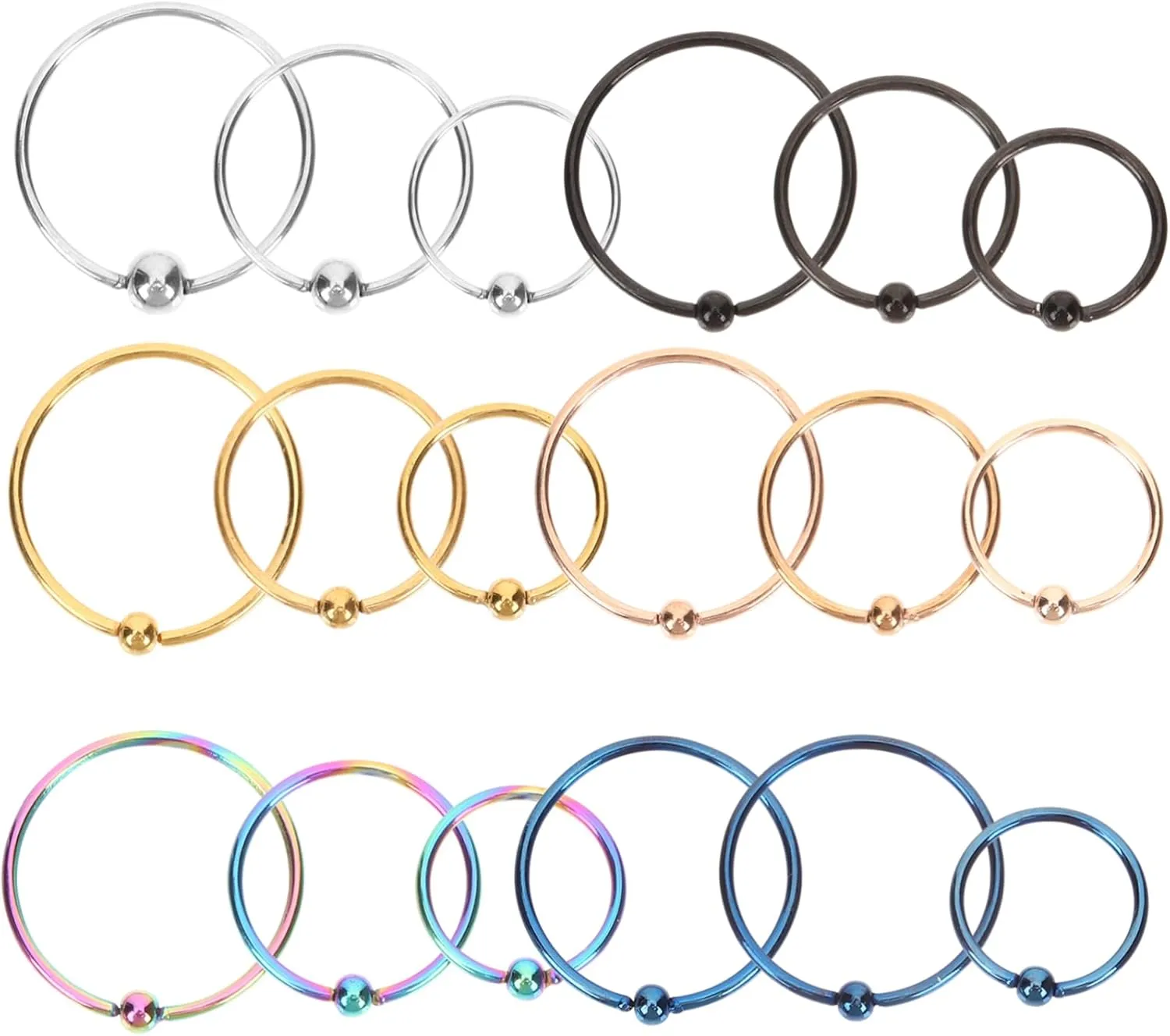 Stunning Nose Studs Jewelry Stainless Steel Nose Rings Small Studs for Body Piercing Fashion Ring Set