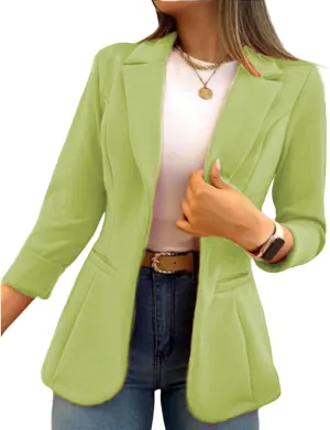 Summer Blazer for Women Work Office Jackets Business Casual Blazer Open Front Long Sleeve Outwear Lapel Fashion Coat
