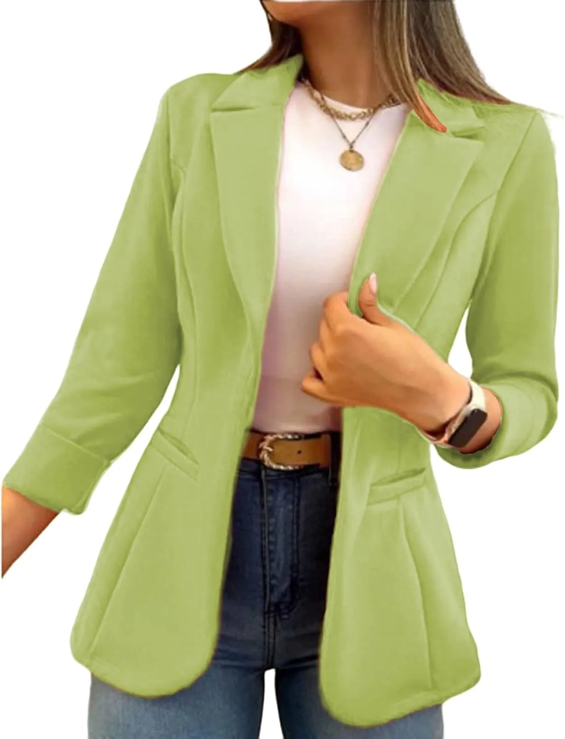 Summer Blazer for Women Work Office Jackets Business Casual Blazer Open Front Long Sleeve Outwear Lapel Fashion Coat