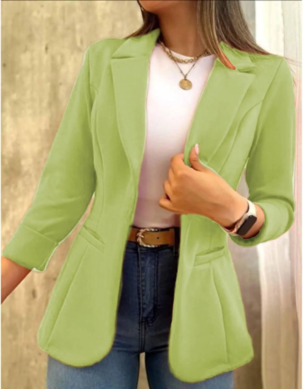 Summer Blazer for Women Work Office Jackets Business Casual Blazer Open Front Long Sleeve Outwear Lapel Fashion Coat