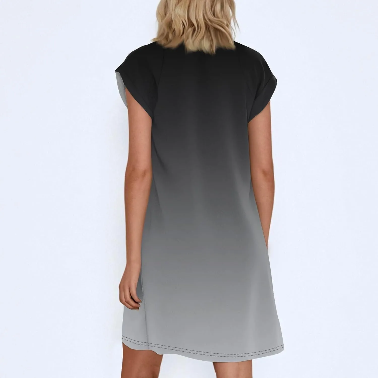 Summer Dresses for Women 2025s Casual Cap Sleeve Crewneck Loose Mini Dresses Casual Printed Beach T Shirt Dres