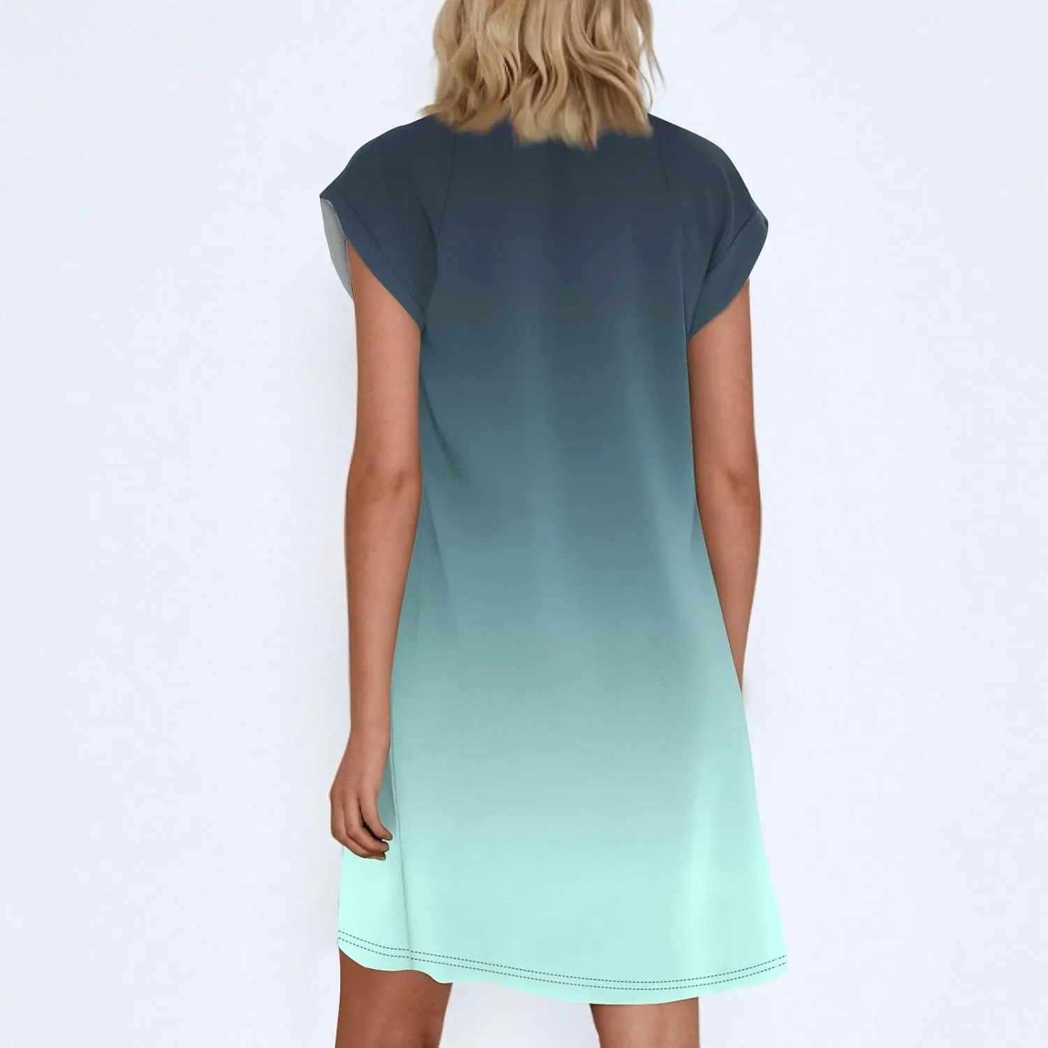 Summer Dresses for Women 2025s Casual Cap Sleeve Crewneck Loose Mini Dresses Casual Printed Beach T Shirt Dres