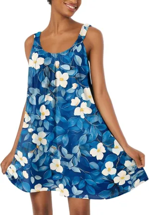 Summer Dresses for Women Sleeveless Spaghetti Strap Casual Boho Dresses Square Neck Ruffle Front Short Nightgowns