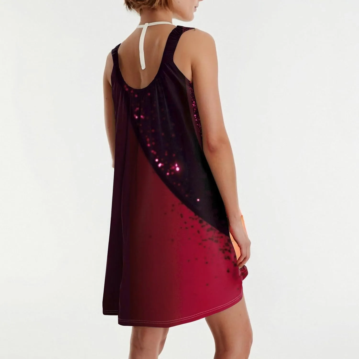 Summer Dresses for Women Sleeveless Spaghetti Strap Casual Boho Dresses Square Neck Ruffle Front Short Nightgowns