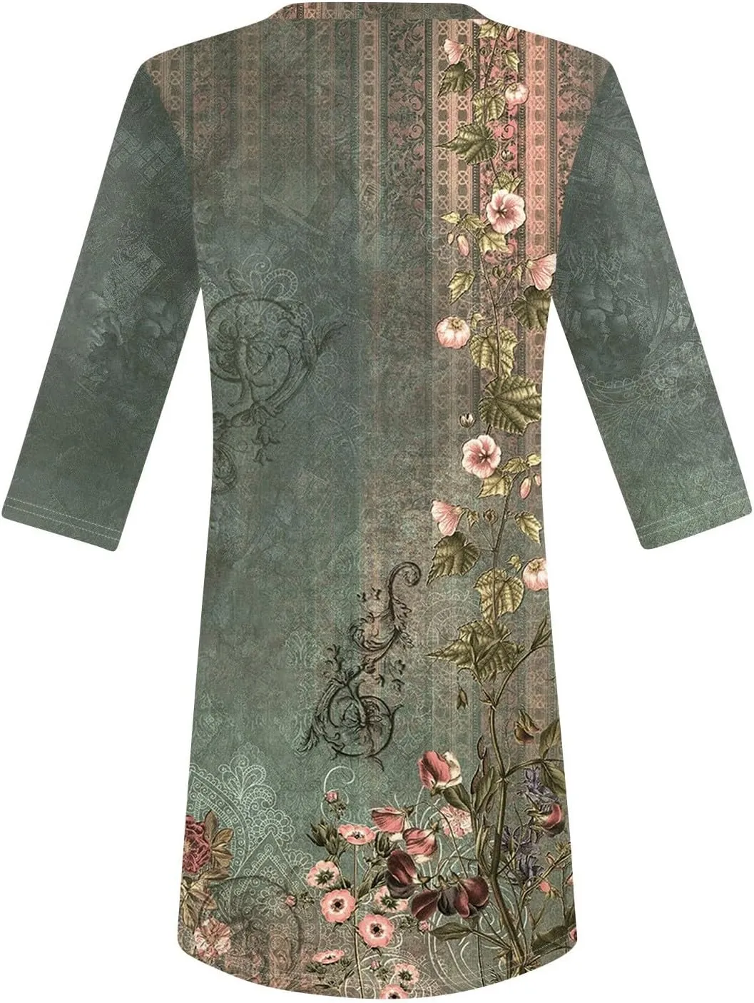 Summer Tops for Women Going Out Casual Tops Long V-Neck Spring Shirt 3/4 Length Sleeve Outfits