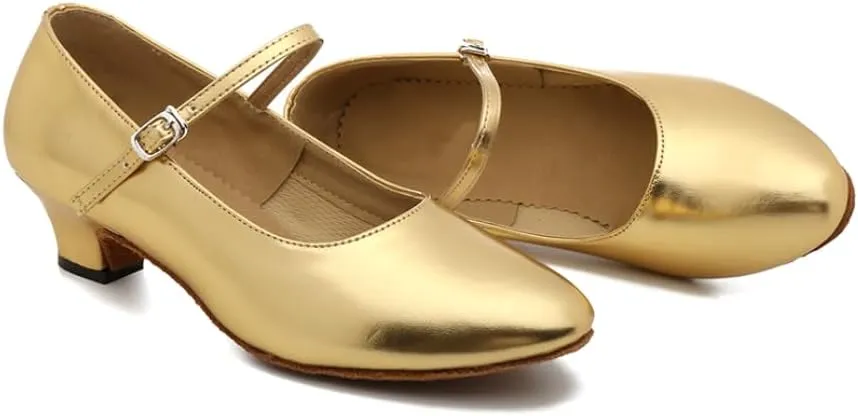 SWDZM Ballroom Dance Shoes Women Low Heel Closed Toe Latin Salsa Tango Character Dancing Shoes